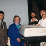 Dec 1994 The new state-of-the-art projector is officially presented by the Sony rep who gave us a discount, the woman’s auxiliary who kicked in the $5000 balance, me and the AV manager Ron Thompson who was my very helpful contact at VIHA. It was a great boost of confidence in what I was doing with MM.