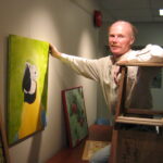 May 2009 Wayne hangs his work in our popup gallery.