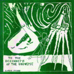 Kathy Frank pen and ink sketch of naked woman curled in fetal position falling, "to the beginning of the universe" enscribed