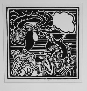 dreamy black and white faux landscape