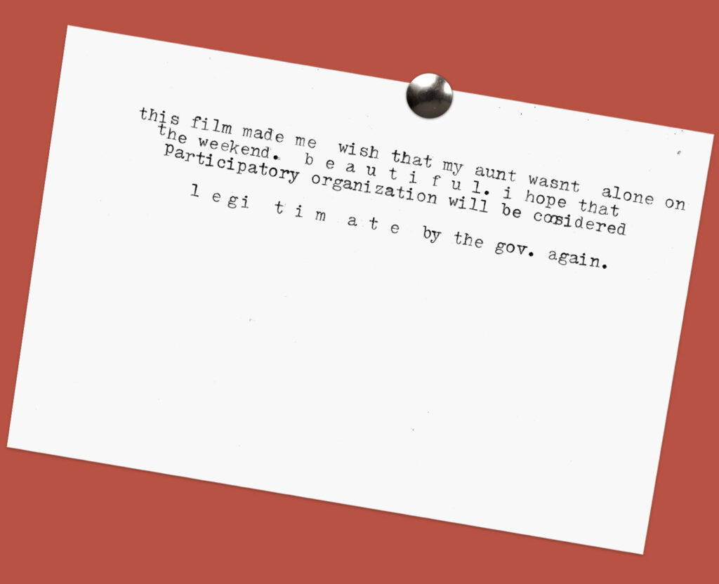 Legacies of MPA - Visitor Feedback Comment Card